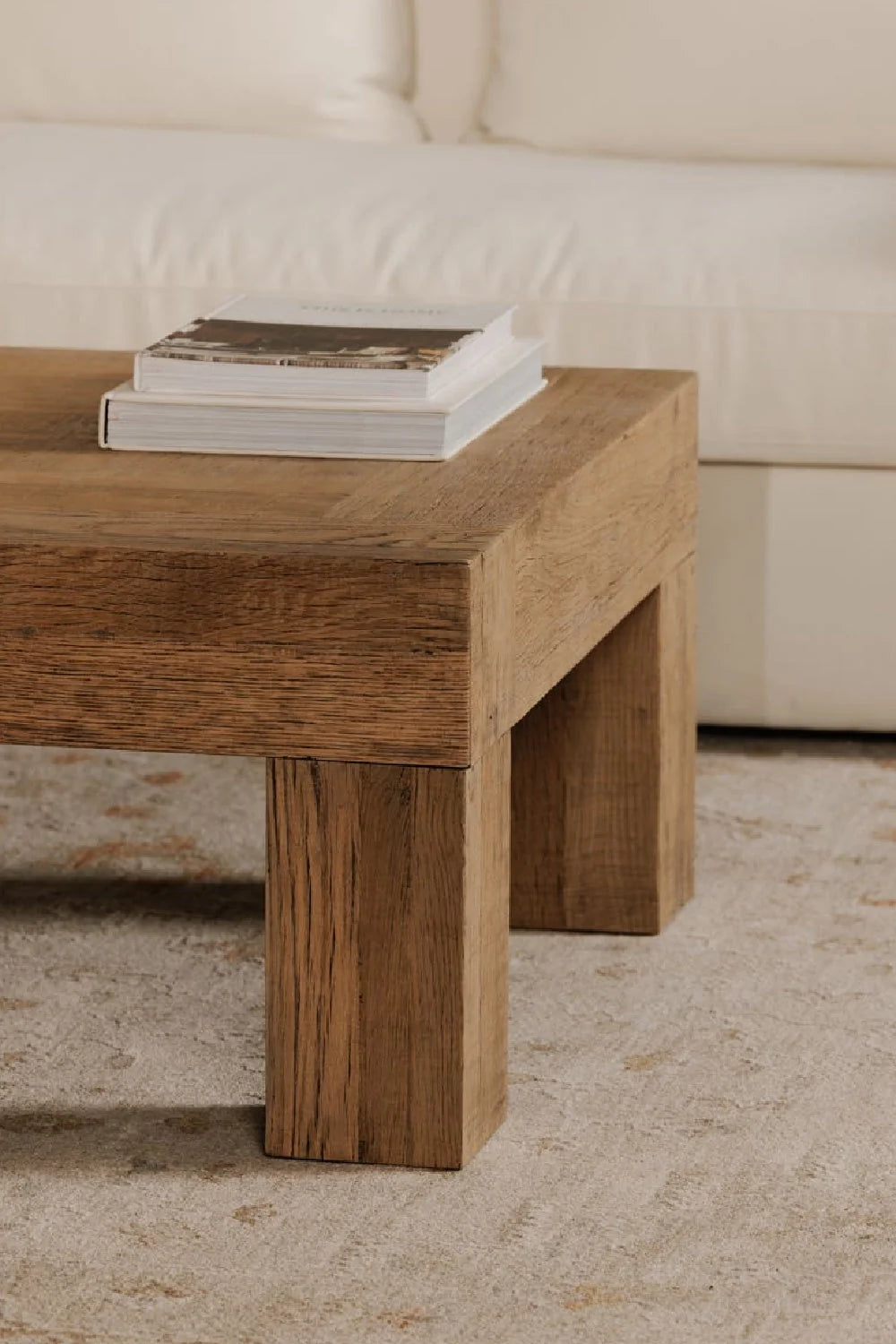 Luxury Rectangular Aged Oak Coffee Table Modern Italian Style for Villa
