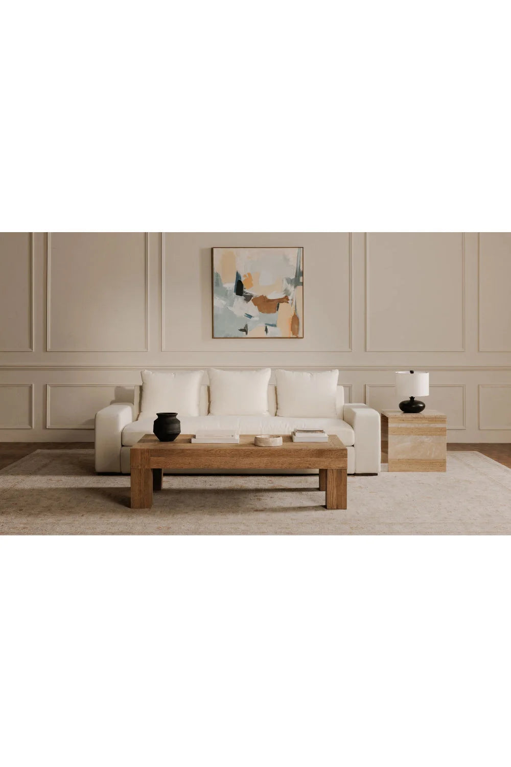 Luxury Rectangular Aged Oak Coffee Table Modern Italian Style for Villa