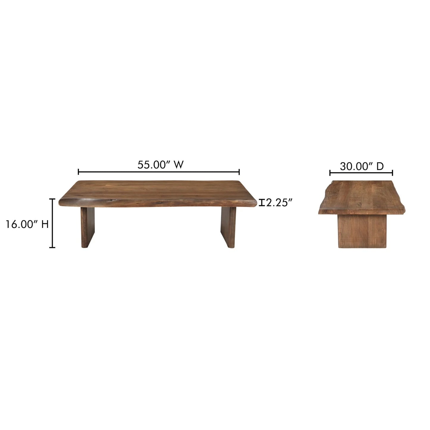 Luxury Rectangular Brown Acacia Coffee Table Modern Italian Style for Villa