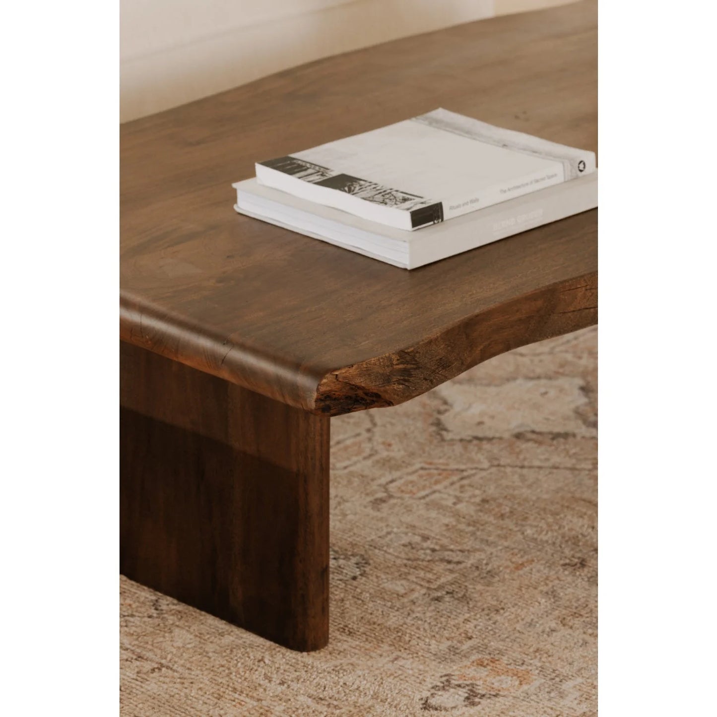 Luxury Rectangular Brown Acacia Coffee Table Modern Italian Style for Villa