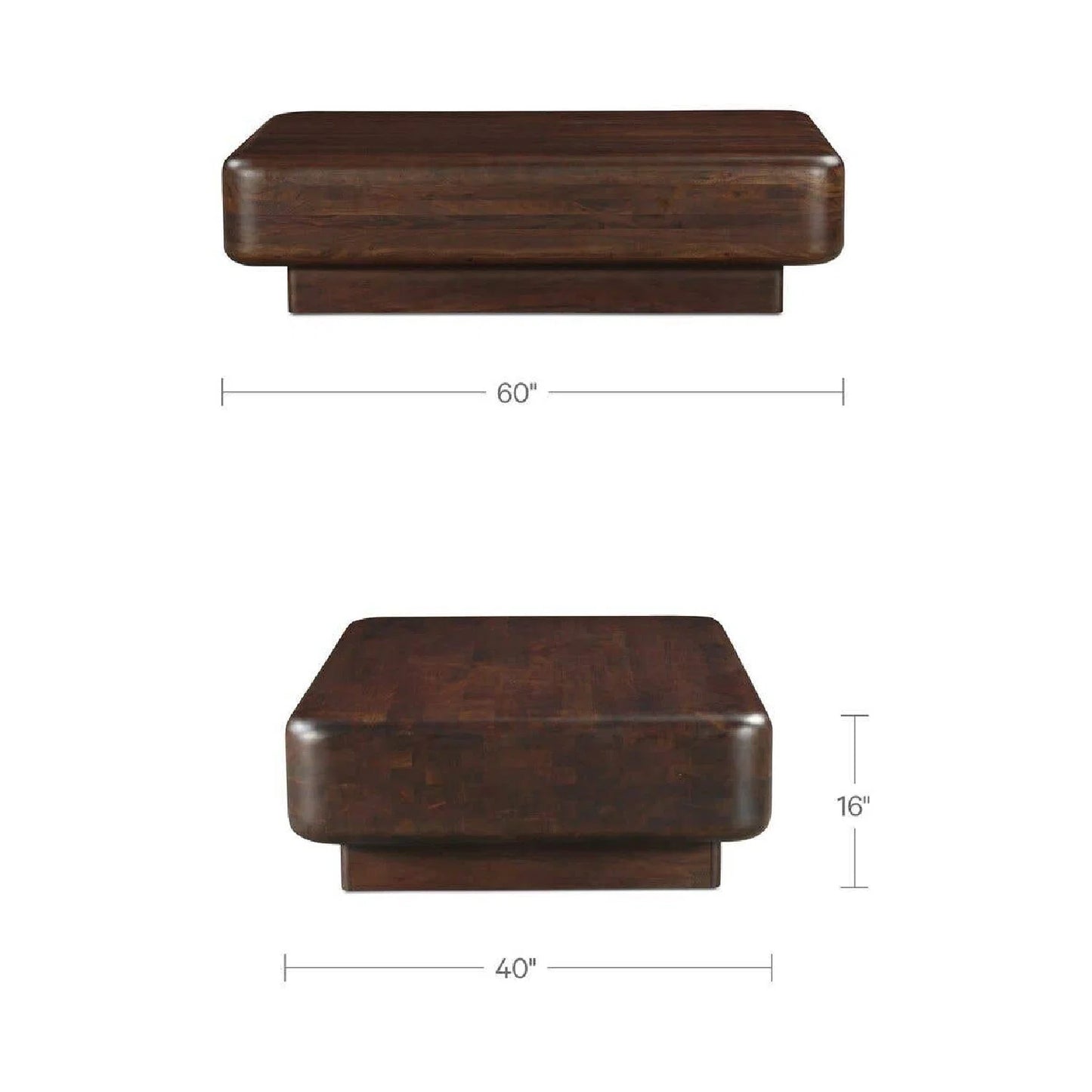 Luxury Rectangular Brown Acacia Coffee Table Modern Italian Style for Villa