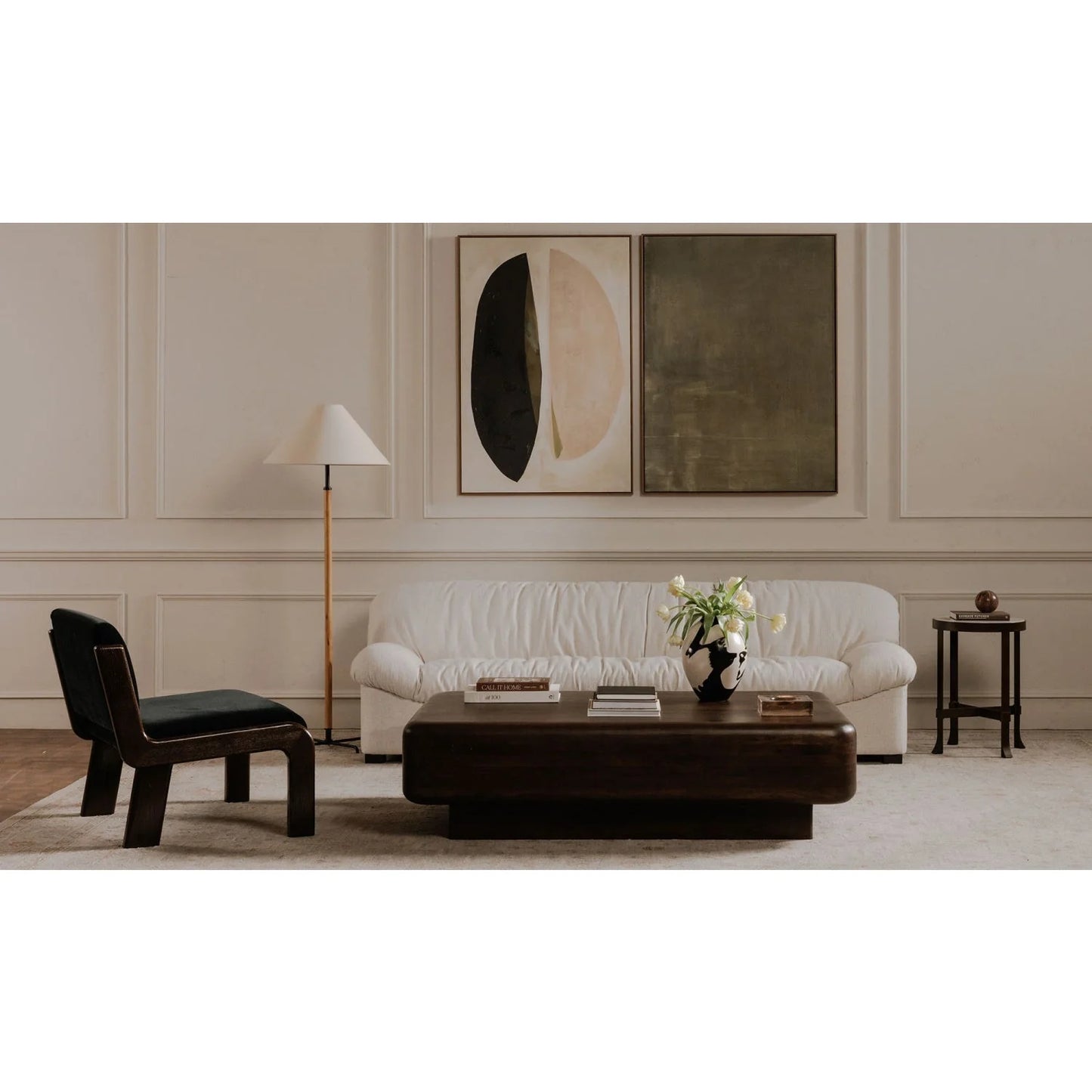 Luxury Rectangular Brown Acacia Coffee Table Modern Italian Style for Villa