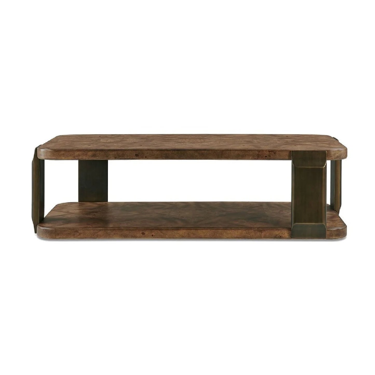 Luxury Rectangular Brown Mappa Burl Coffee Table Modern Italian Style for Villa