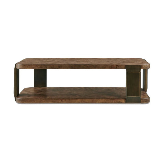 Luxury Rectangular Brown Mappa Burl Coffee Table Modern Italian Style for Villa
