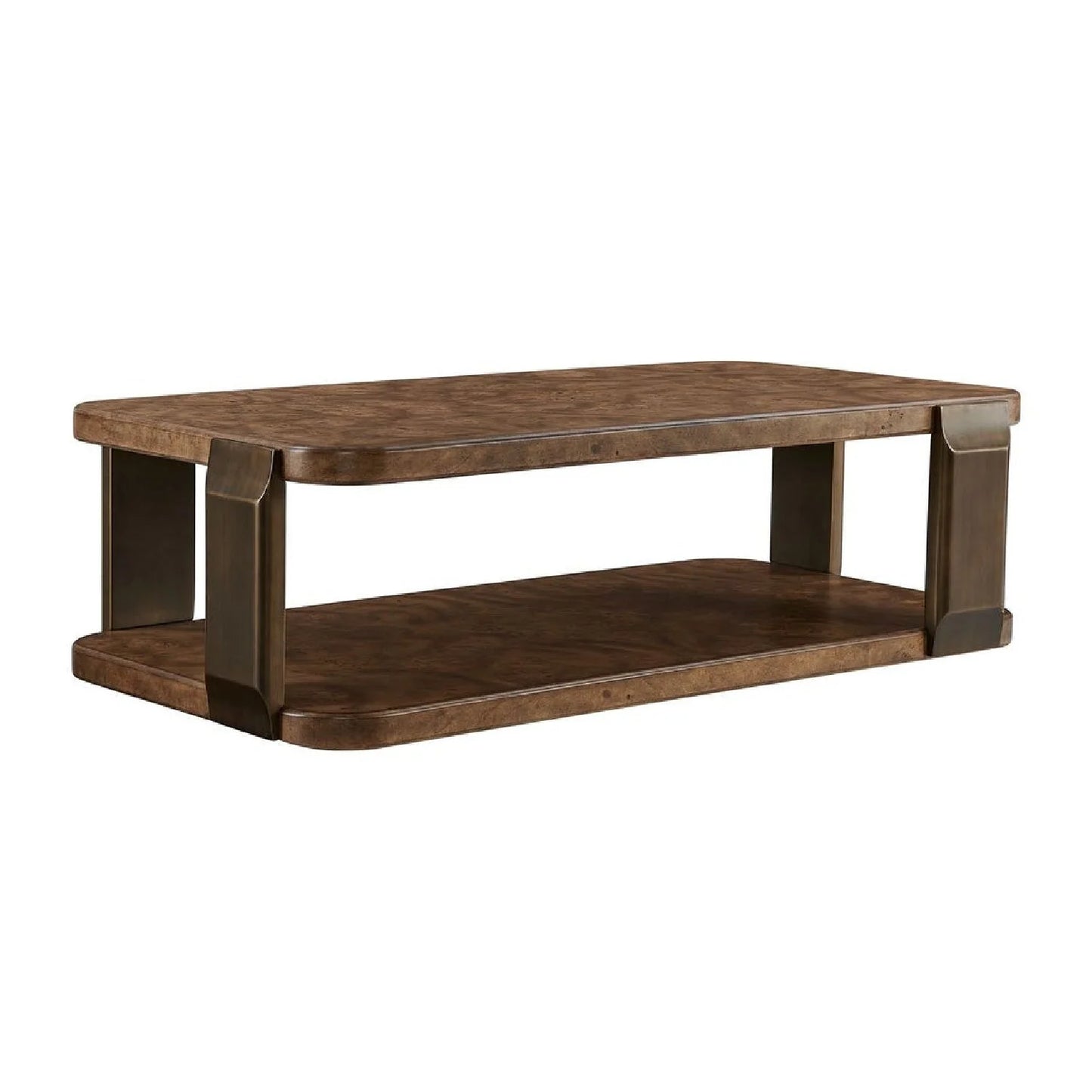 Luxury Rectangular Brown Mappa Burl Coffee Table Modern Italian Style for Villa