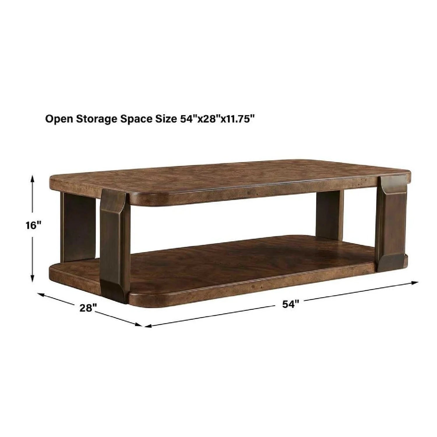 Luxury Rectangular Brown Mappa Burl Coffee Table Modern Italian Style for Villa