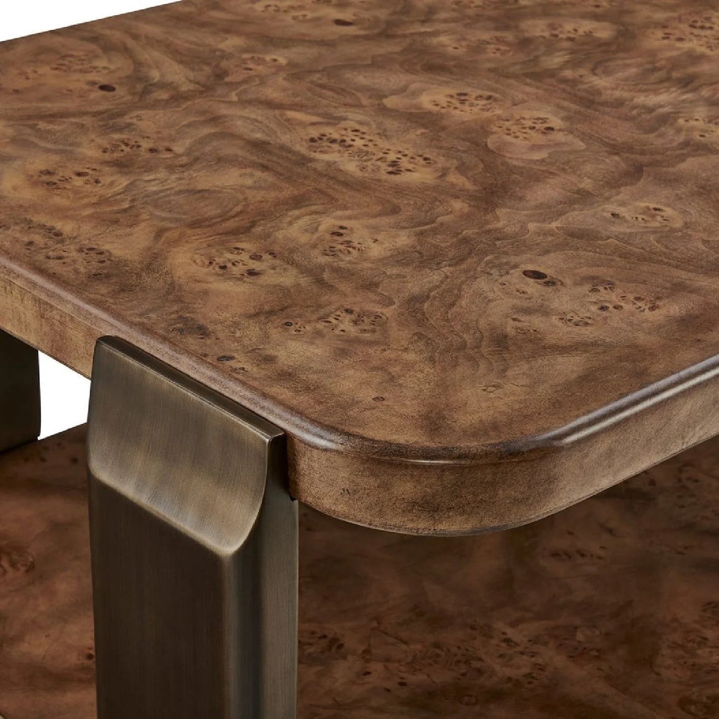 Luxury Rectangular Brown Mappa Burl Coffee Table Modern Italian Style for Villa