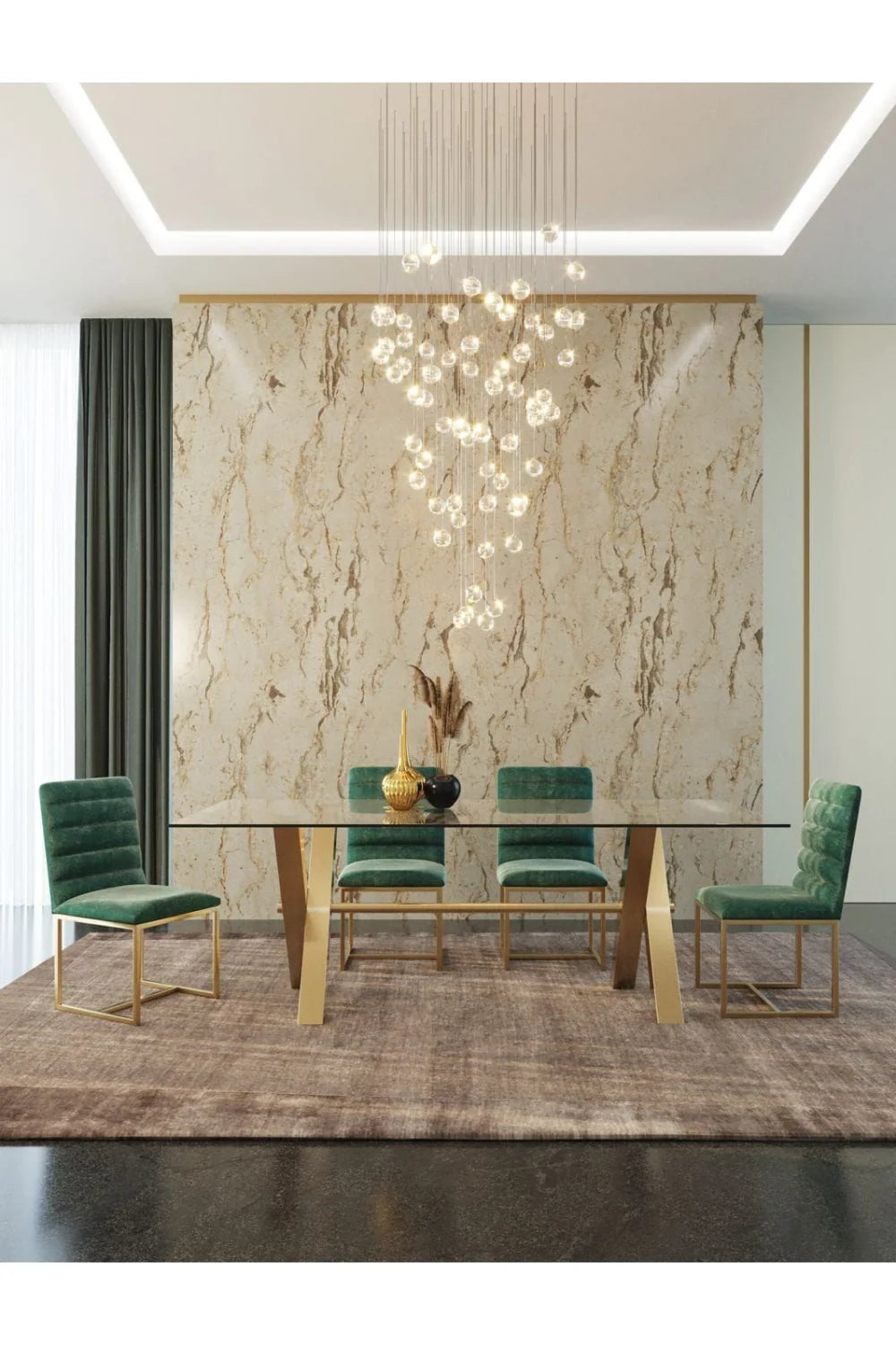 Luxury Rectangular Clear Glass Dining Table Modern Italian Style for Villa
