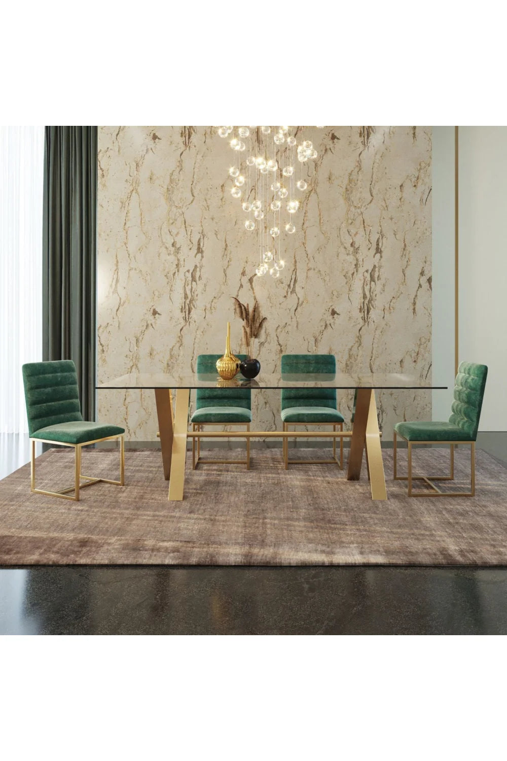 Luxury Rectangular Clear Glass Dining Table Modern Italian Style for Villa