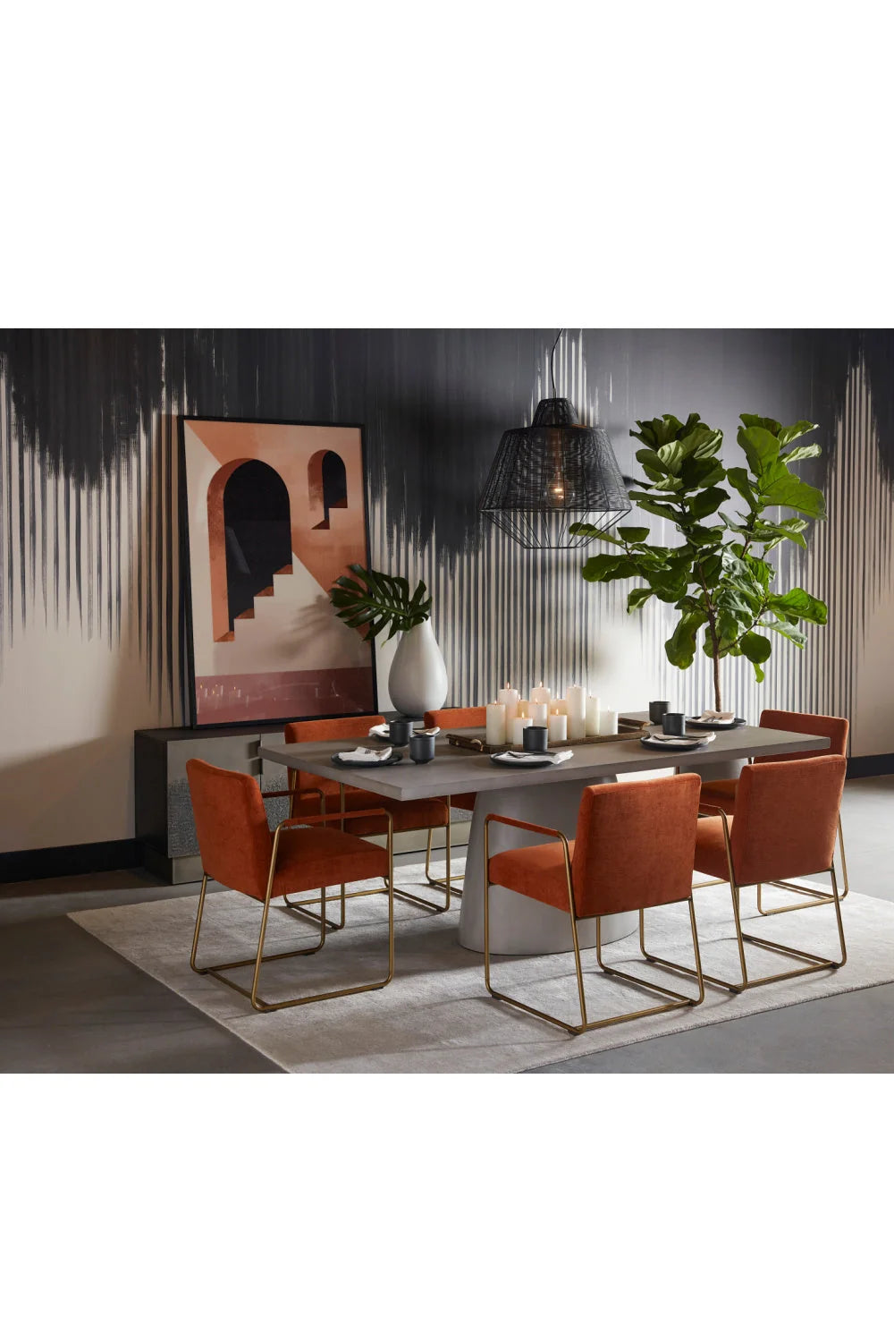 Luxury Rectangular Concrete Dining Table Modern Italian Style for Villa