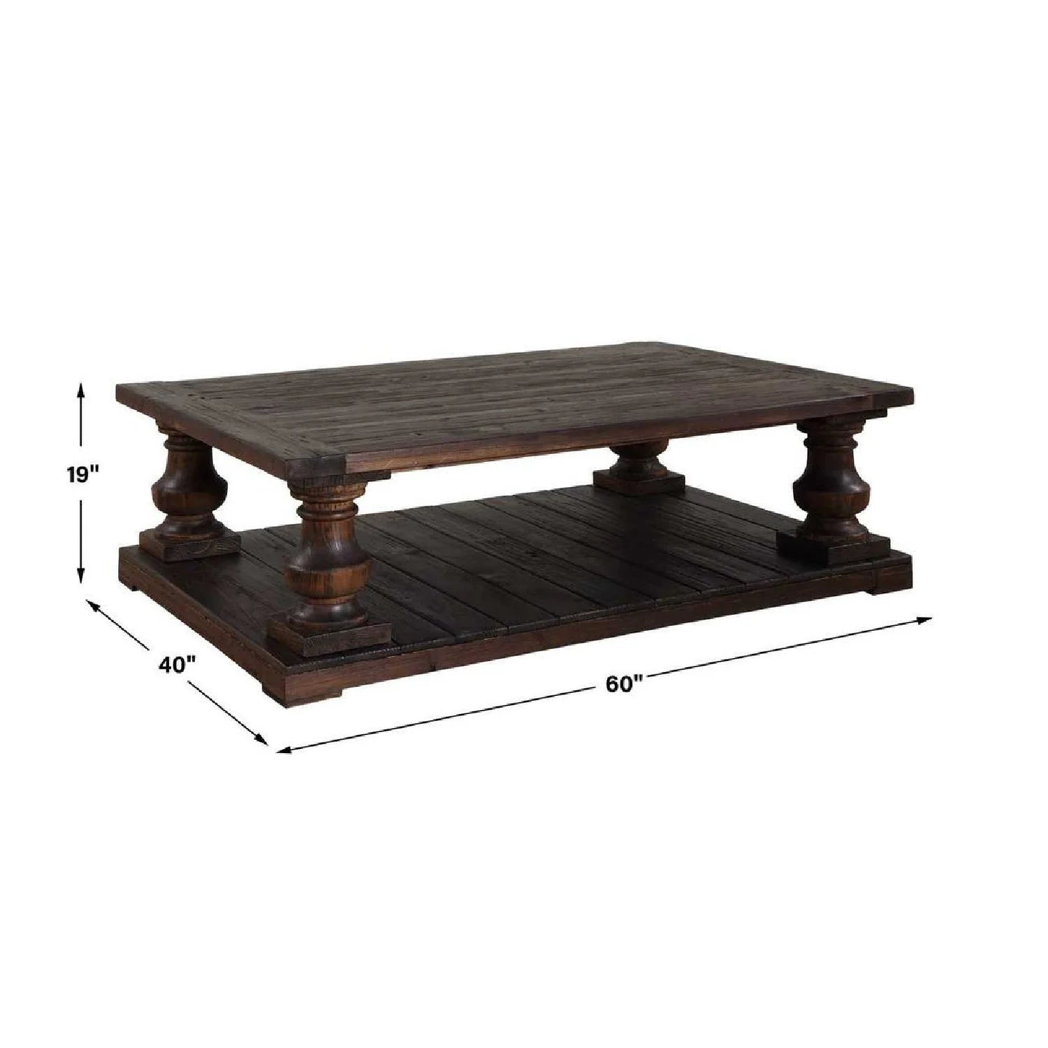 Luxury Rectangular Dark Fir Wood Coffee Table Modern Italian Style for Villa