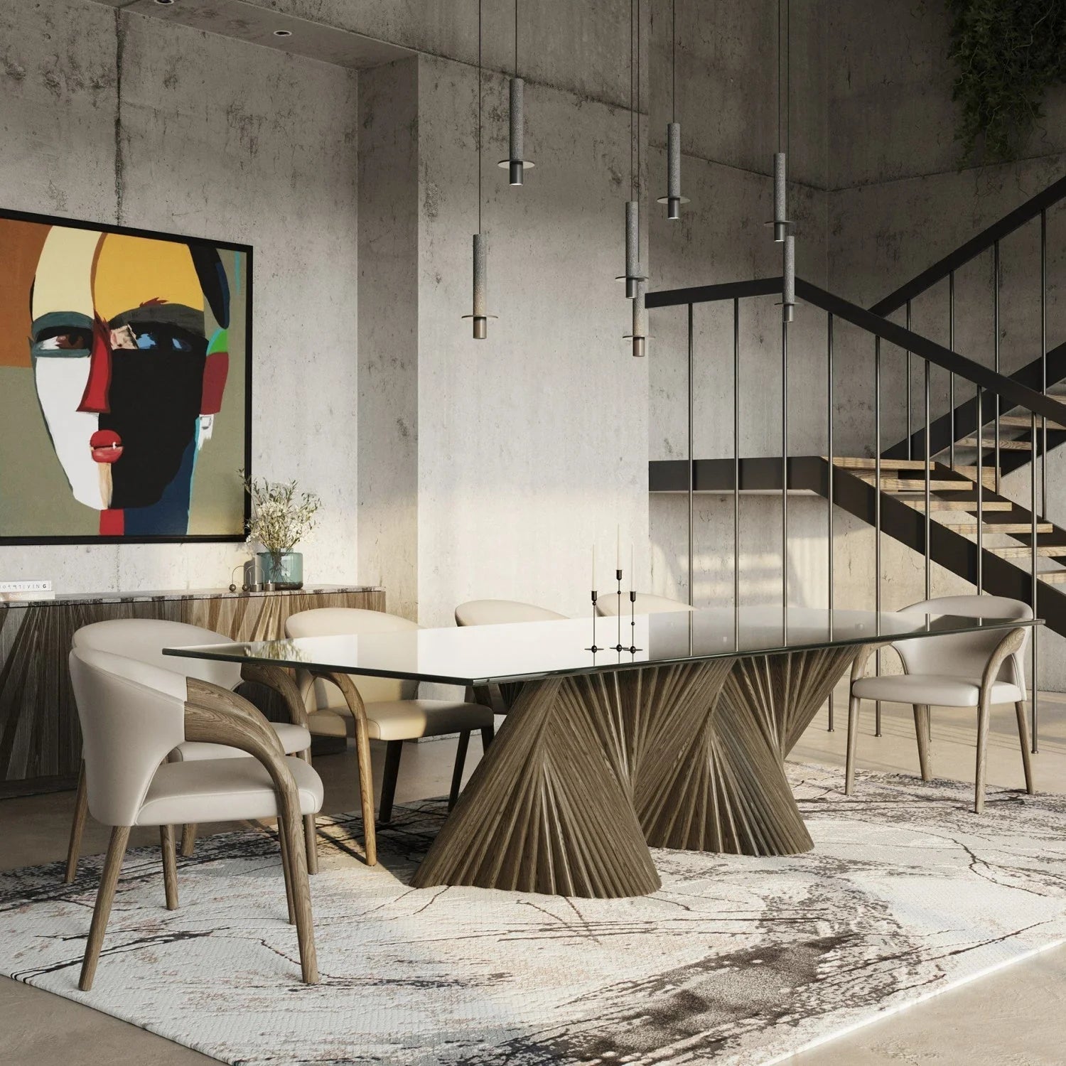 Luxury Rectangular Glass Dining Table Modern Italian Style for Villa