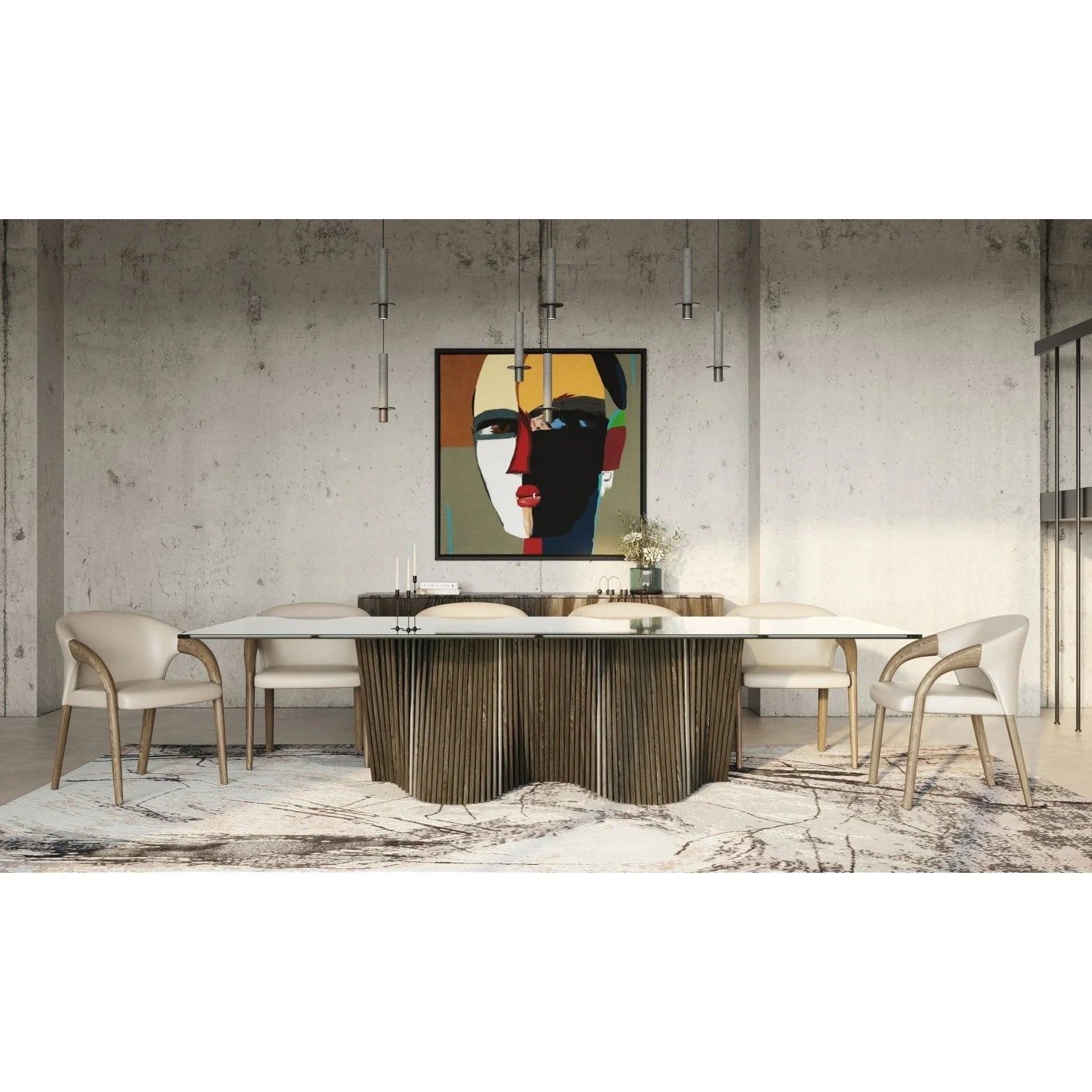 Luxury Rectangular Glass Dining Table Modern Italian Style for Villa