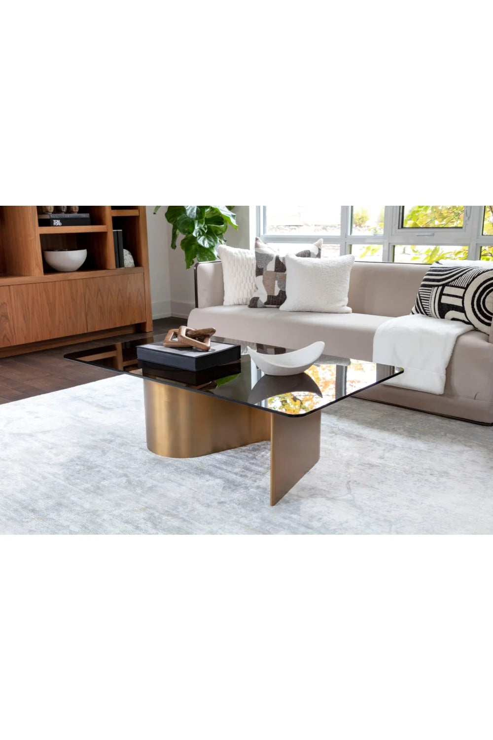 Luxury Rectangular Gold Glass Coffee Table Modern Italian Style for Villa