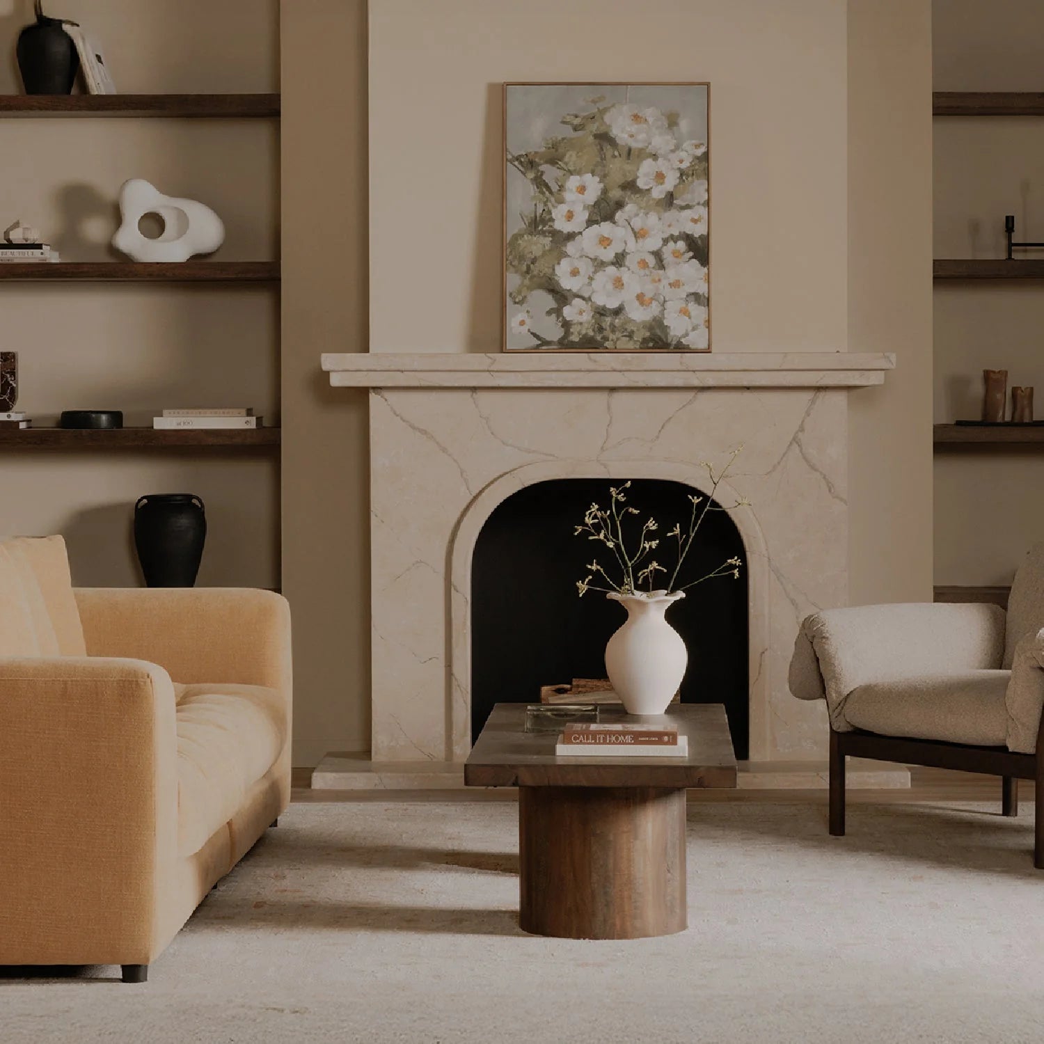 Luxury Rectangular Neem Wood Coffee Table Modern Italian Style for Villa