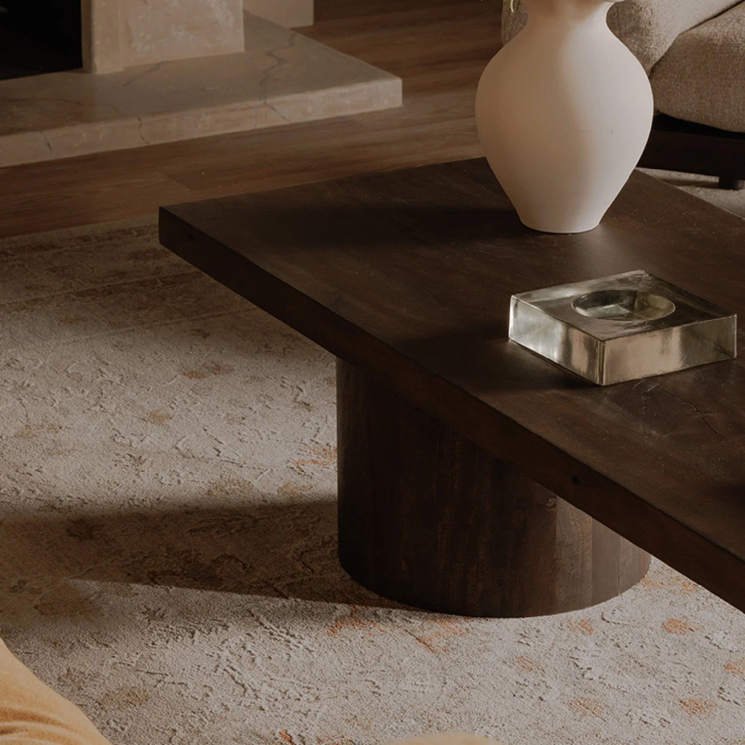 Luxury Rectangular Neem Wood Coffee Table Modern Italian Style for Villa