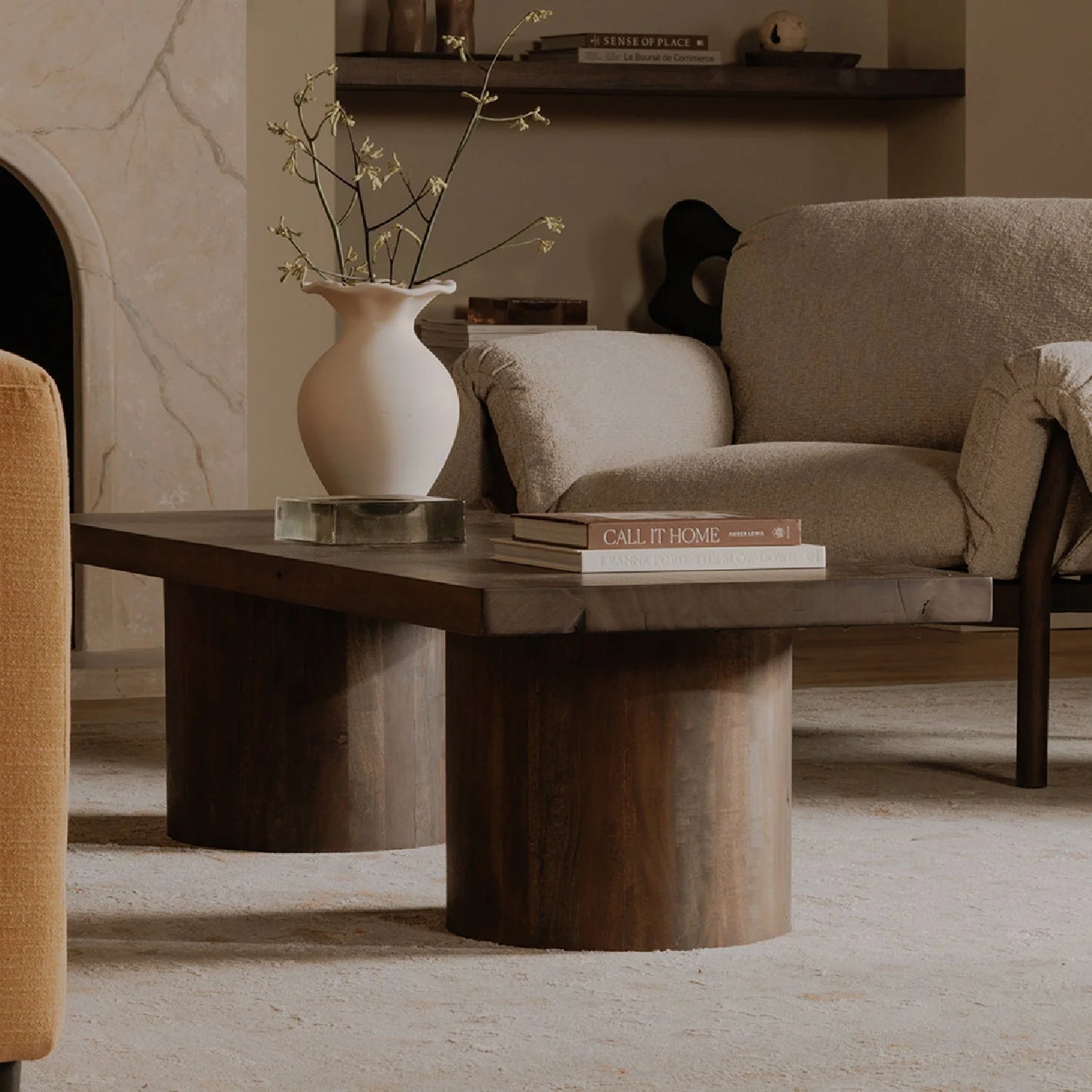Luxury Rectangular Neem Wood Coffee Table Modern Italian Style for Villa