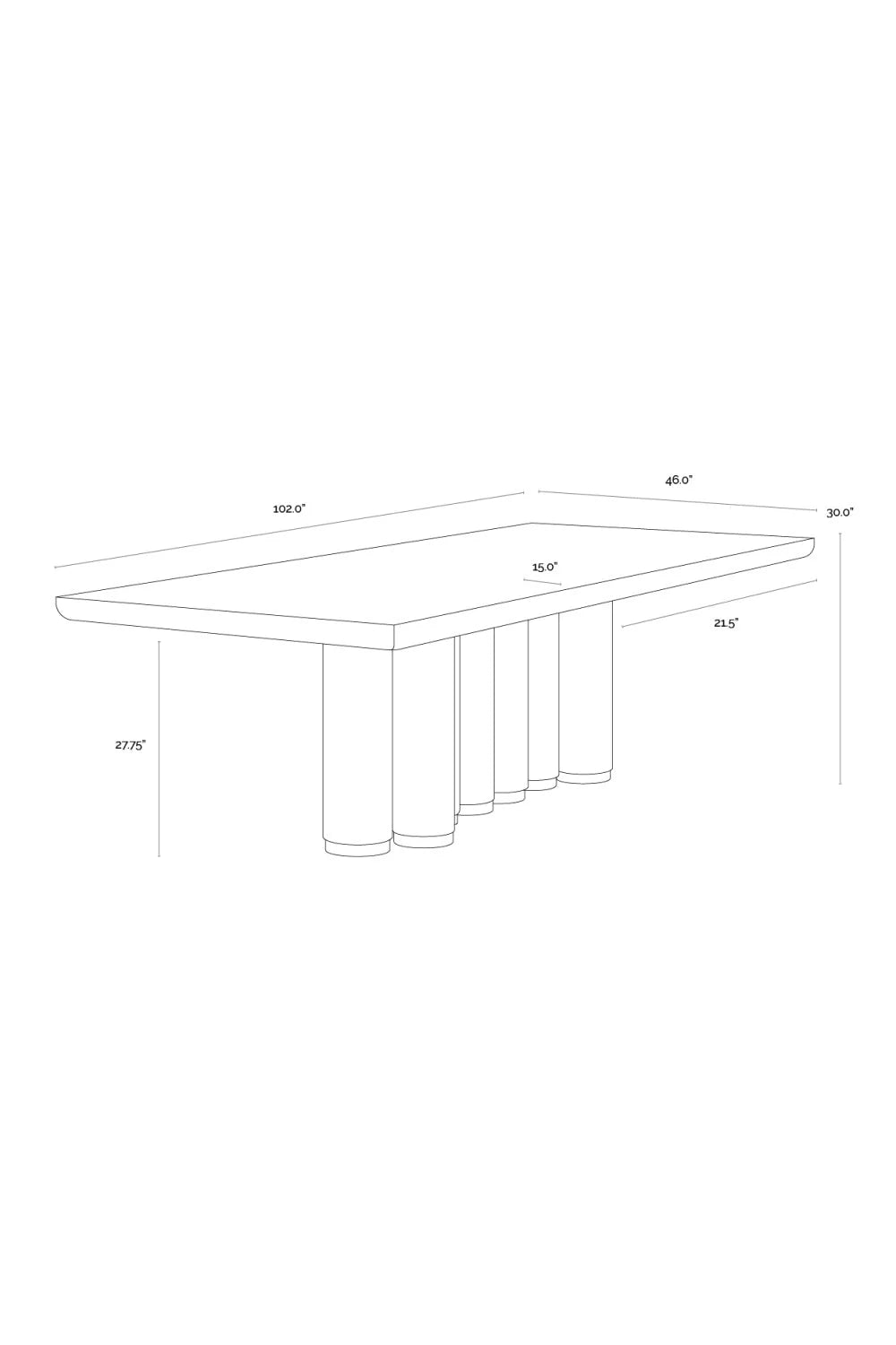 Luxury Rectangular Oak Dining Table Modern Italian Style for Villa