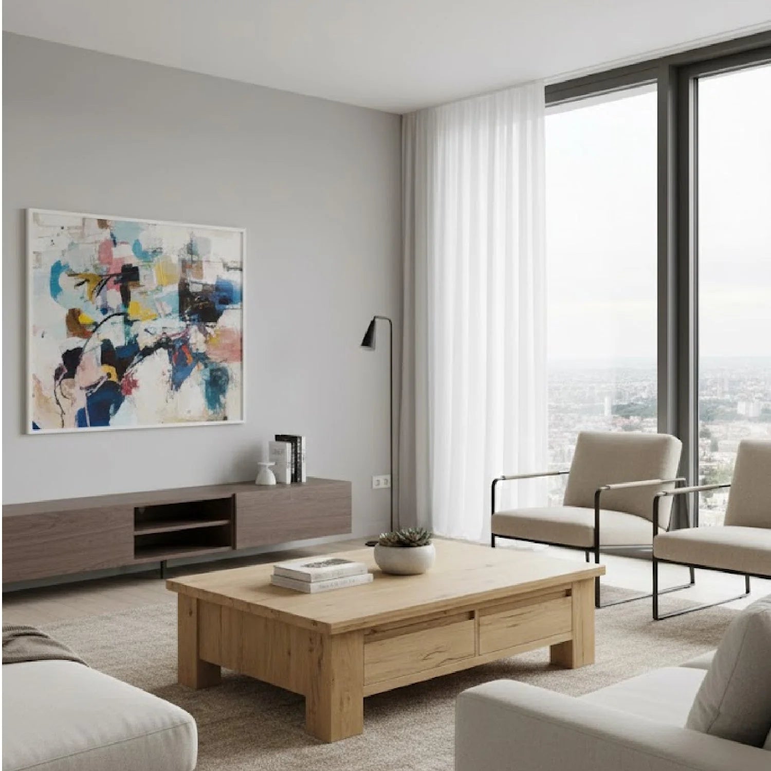 Luxury Rectangular Oak Storage Coffee Table Modern Italian Style for Villa
