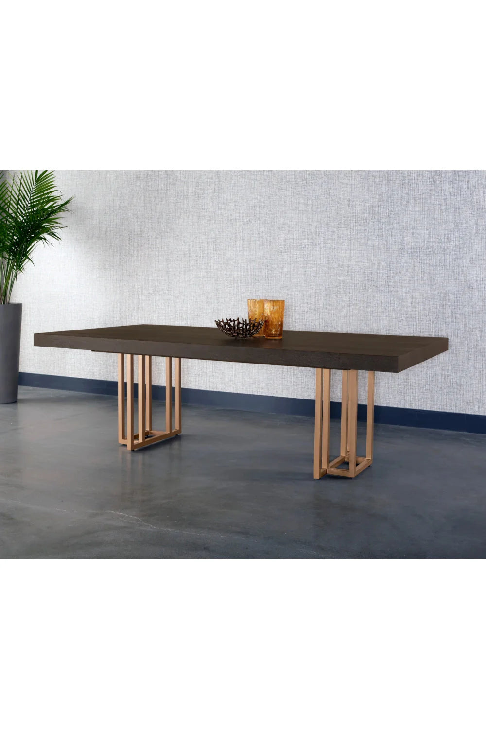 Luxury Rectangular Oak Veneer Dining Table Modern Italian Style for Villa