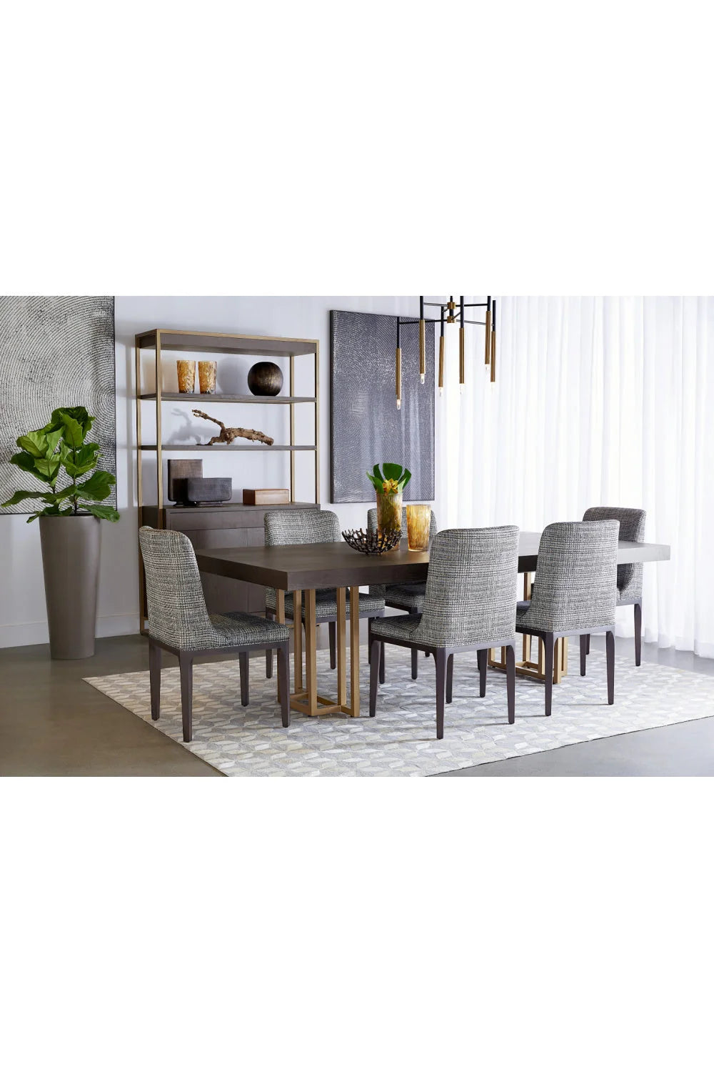 Luxury Rectangular Oak Veneer Dining Table Modern Italian Style for Villa