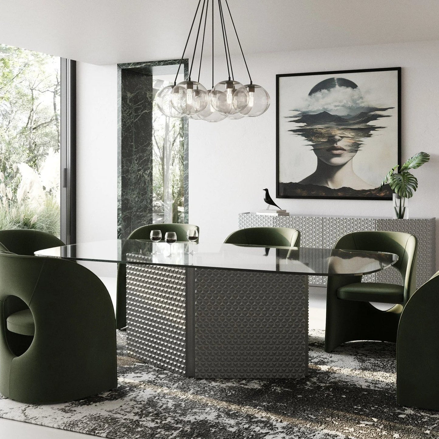 Luxury Rectangular Silver Dining Table Modern Italian Style for Villa