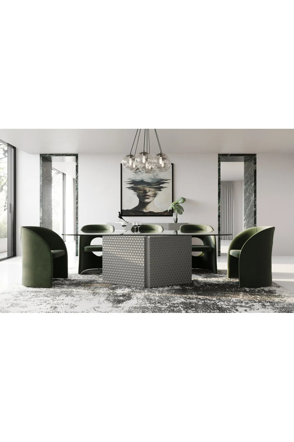 Luxury Rectangular Silver Dining Table Modern Italian Style for Villa