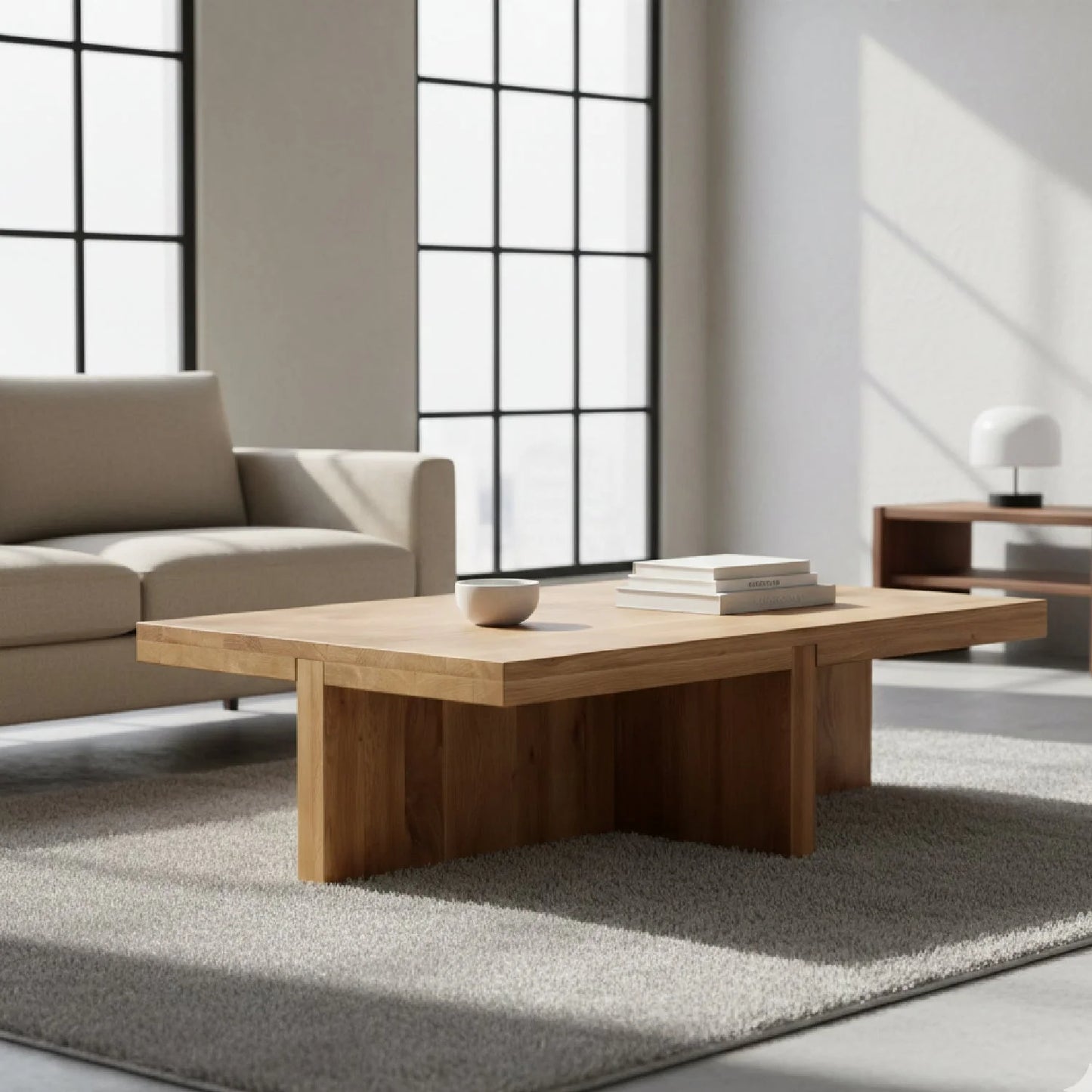 Luxury Rectangular Solid Oak Coffee Table Modern Italian Style for Villa