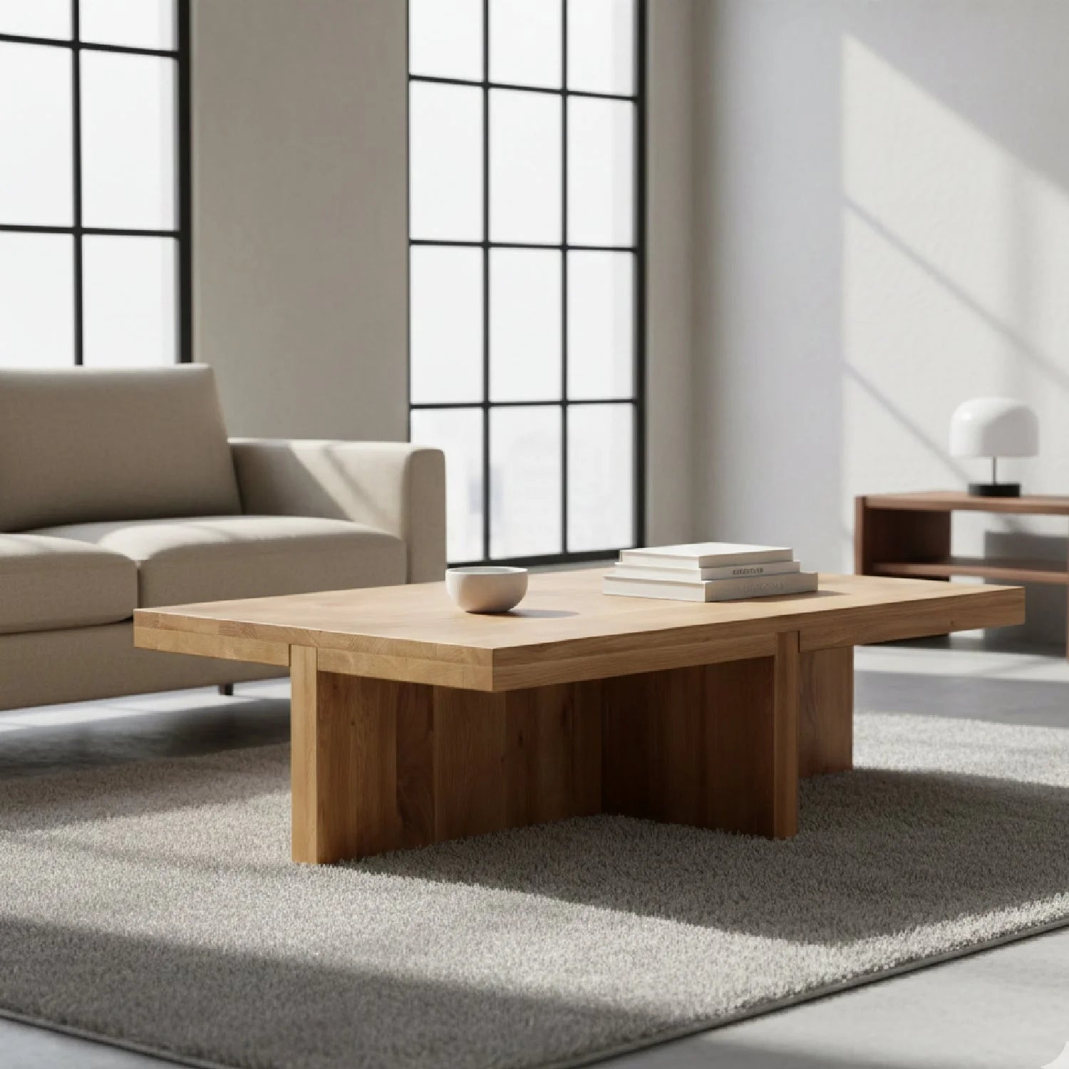 Luxury Rectangular Solid Oak Coffee Table Modern Italian Style for Villa