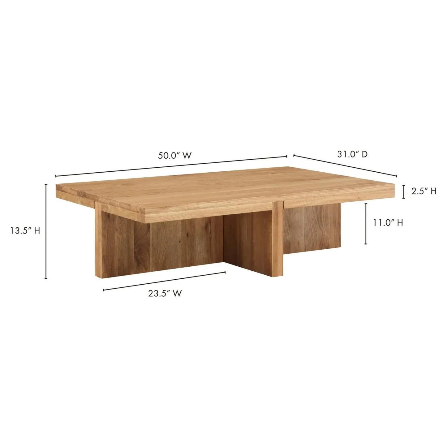 Luxury Rectangular Solid Oak Coffee Table Modern Italian Style for Villa