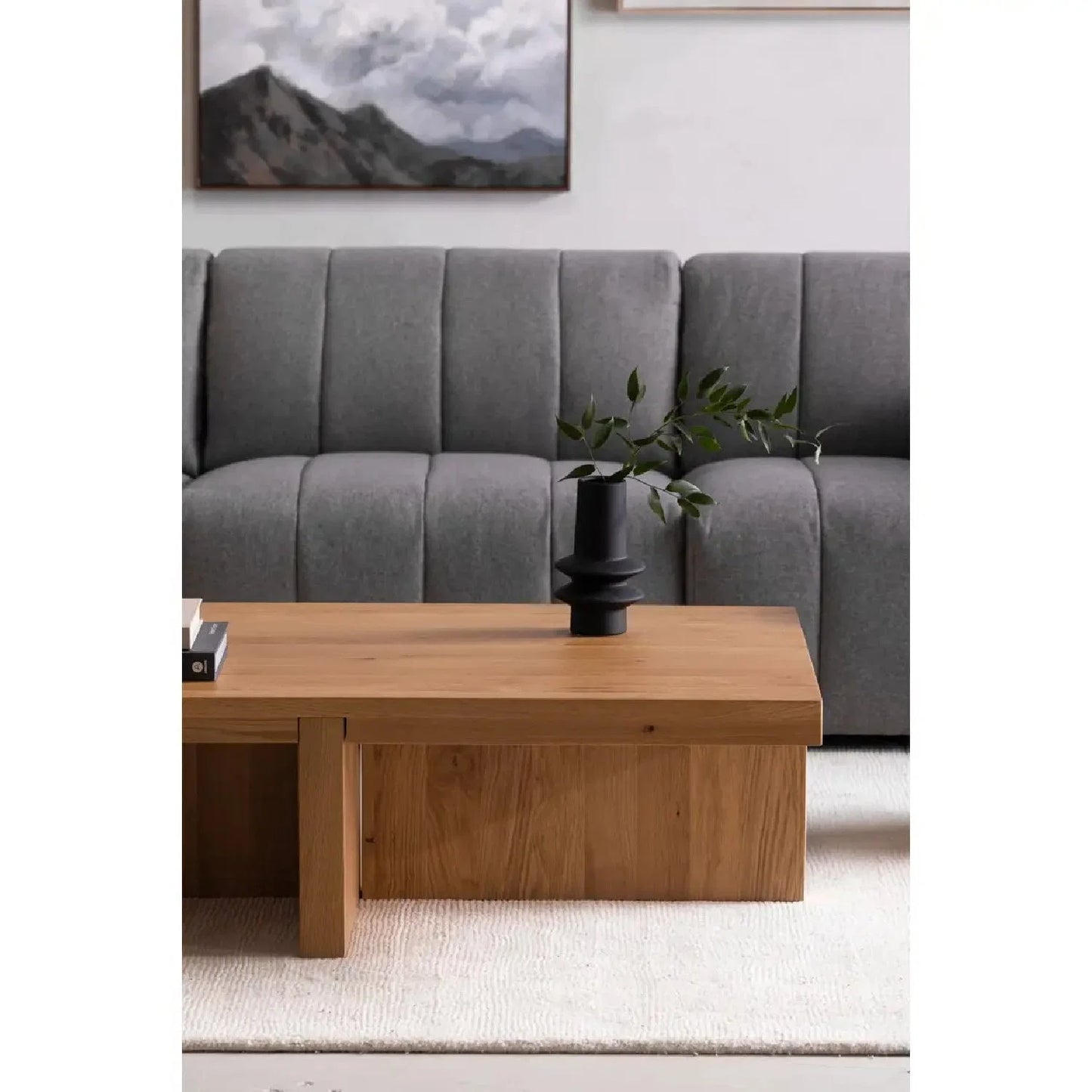 Luxury Rectangular Solid Oak Coffee Table Modern Italian Style for Villa