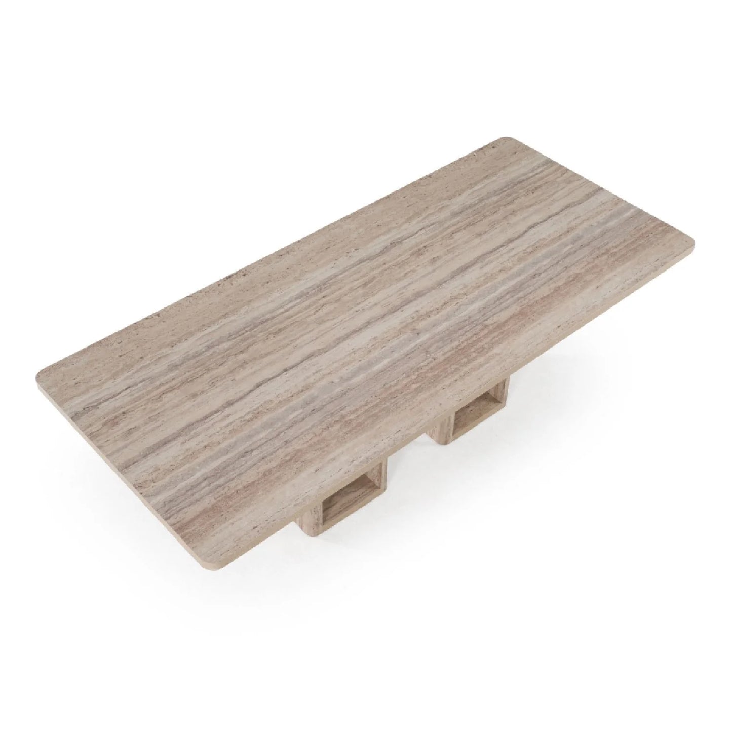 Luxury Rectangular Travertine Dining Table Modern Italian Style for Villa