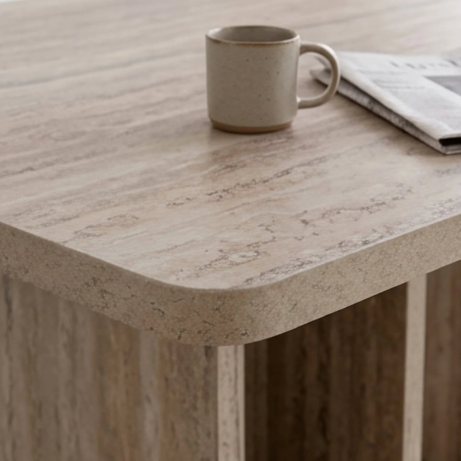 Luxury Rectangular Travertine Dining Table Modern Italian Style for Villa