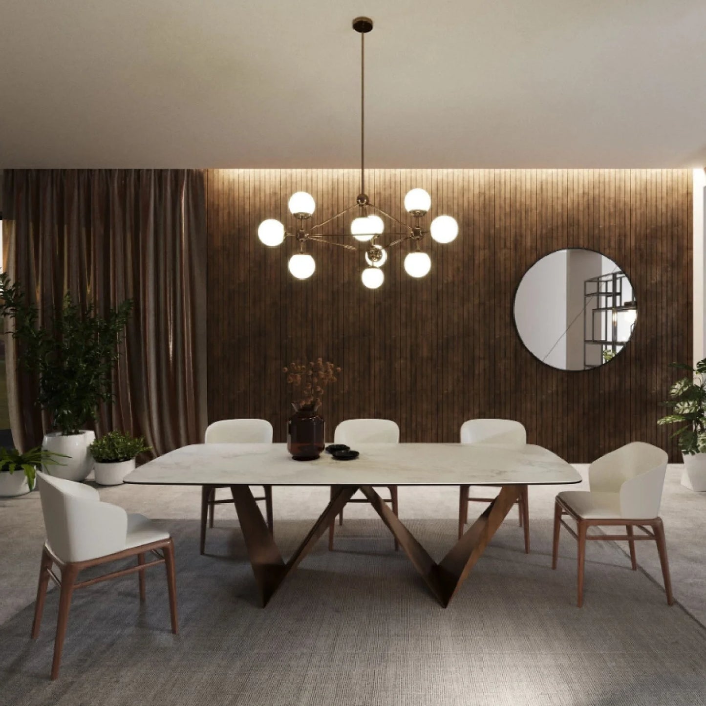 Luxury Rectangular White Ceramic Dining Table Modern Italian Style for Villa