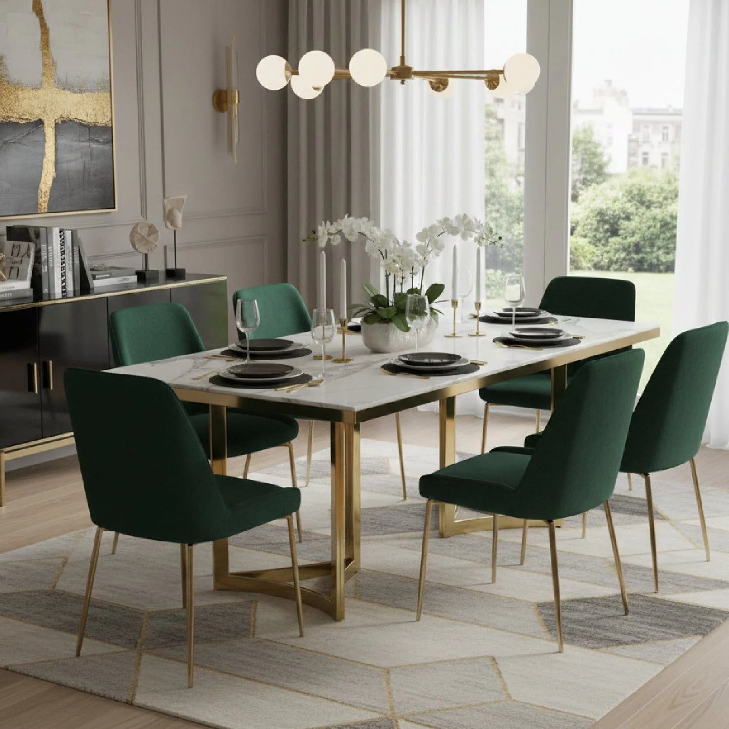 Luxury Rectangular White Marble Dining Table Modern Italian Style for Villa