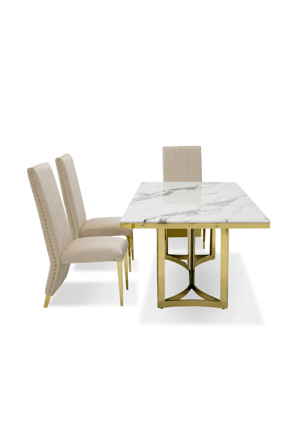 Luxury Rectangular White Marble Dining Table Modern Italian Style for Villa