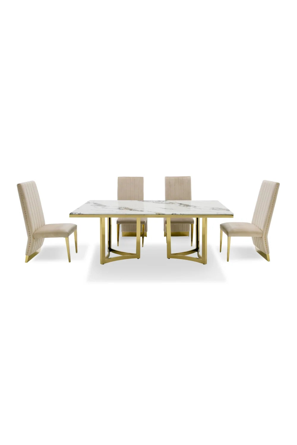 Luxury Rectangular White Marble Dining Table Modern Italian Style for Villa