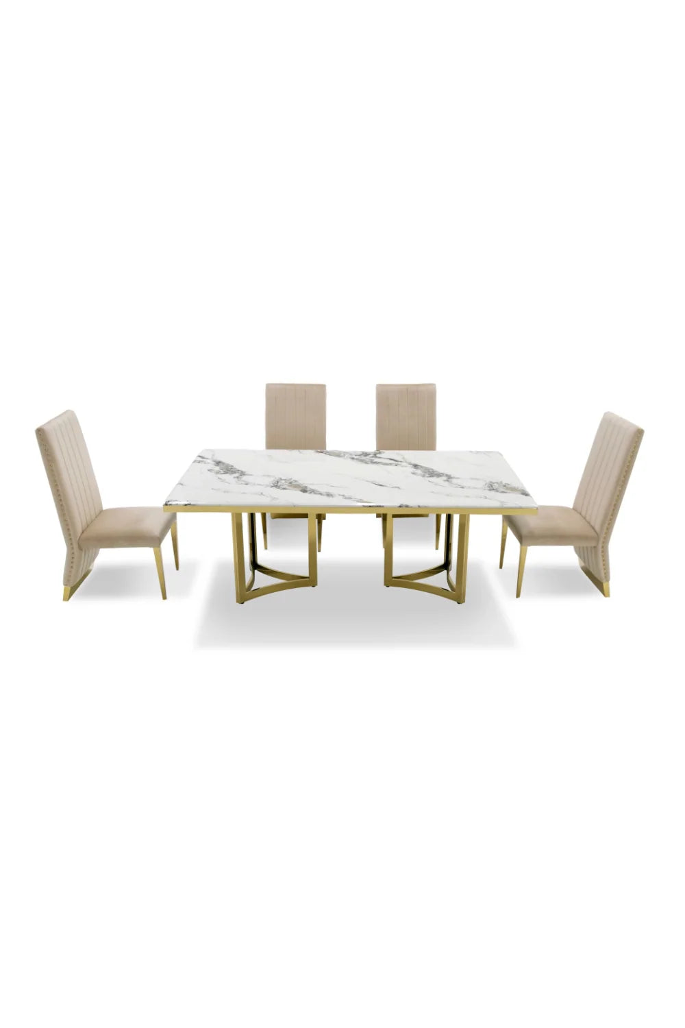 Luxury Rectangular White Marble Dining Table Modern Italian Style for Villa