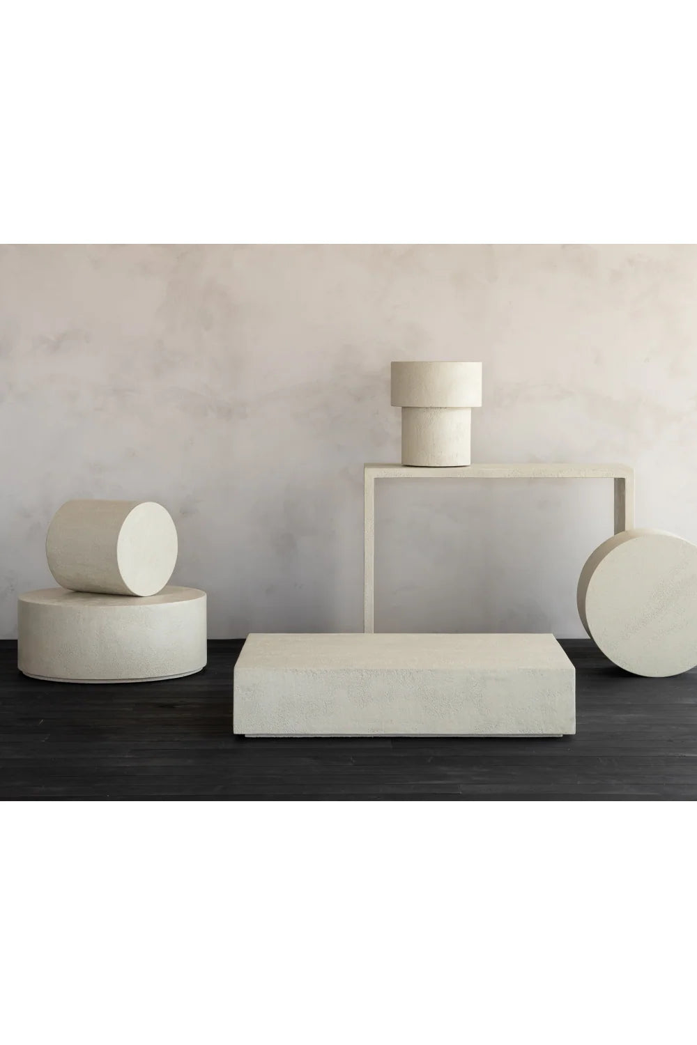 Luxury Rectangular White Microcement Coffee Table Modern Italian Style for Villa