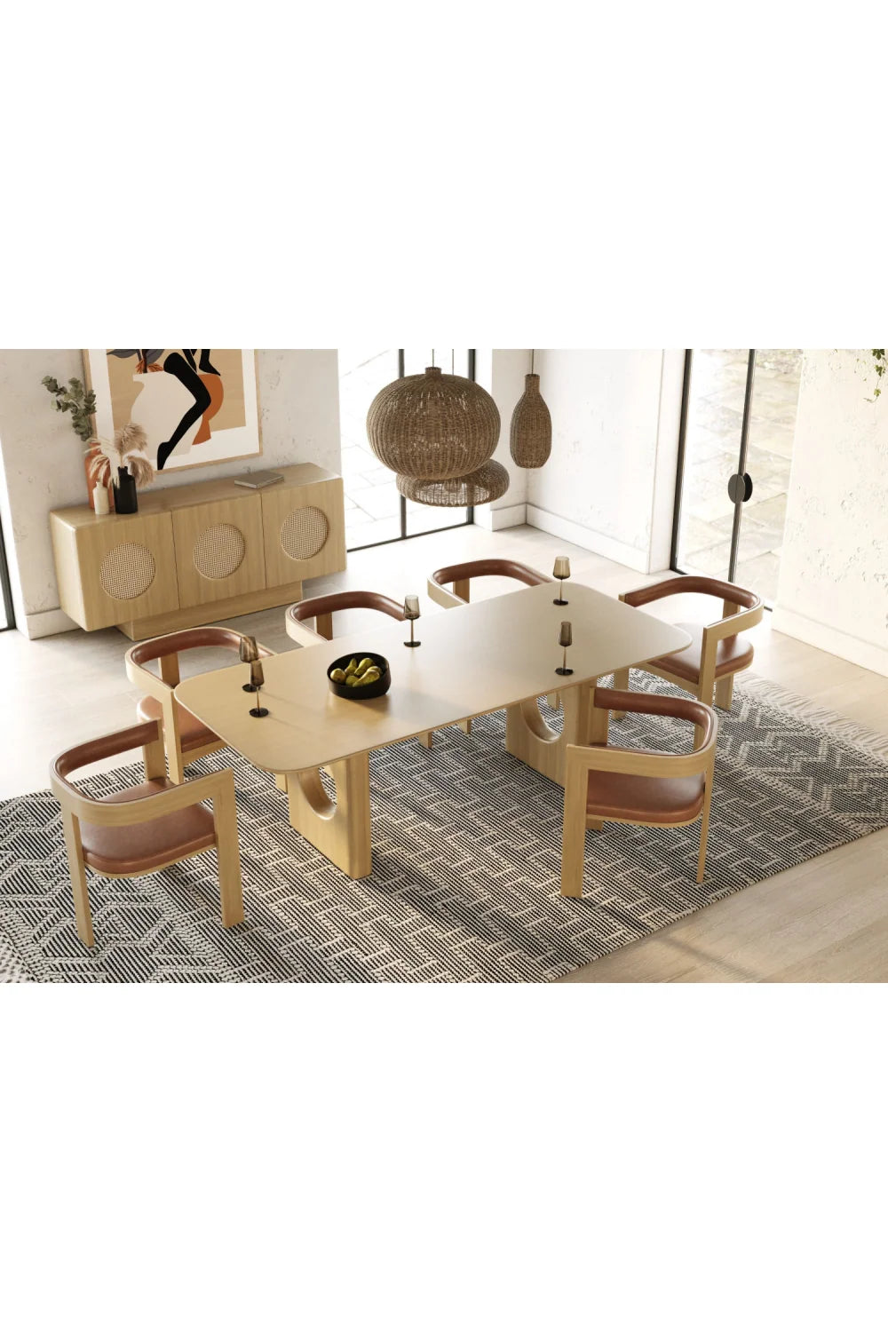 Luxury Rectangular White Oak Dining Table Modern Italian Style for Villa