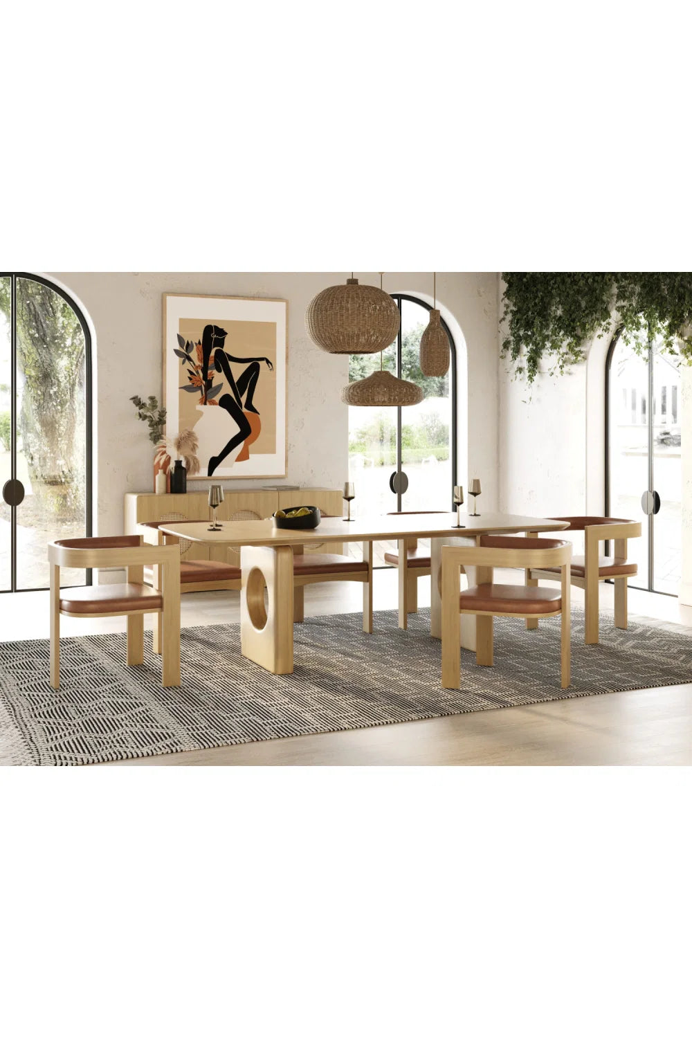 Luxury Rectangular White Oak Dining Table Modern Italian Style for Villa
