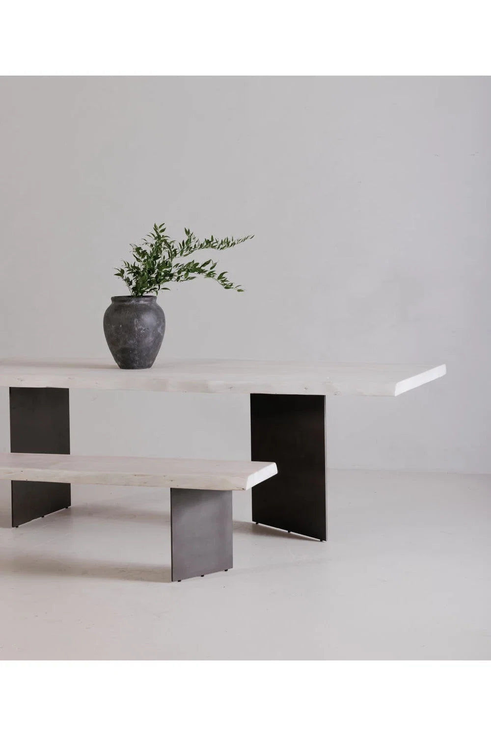 Luxury Rectangular Whitewashed Acacia Dining Table Modern Italian Style for Villa