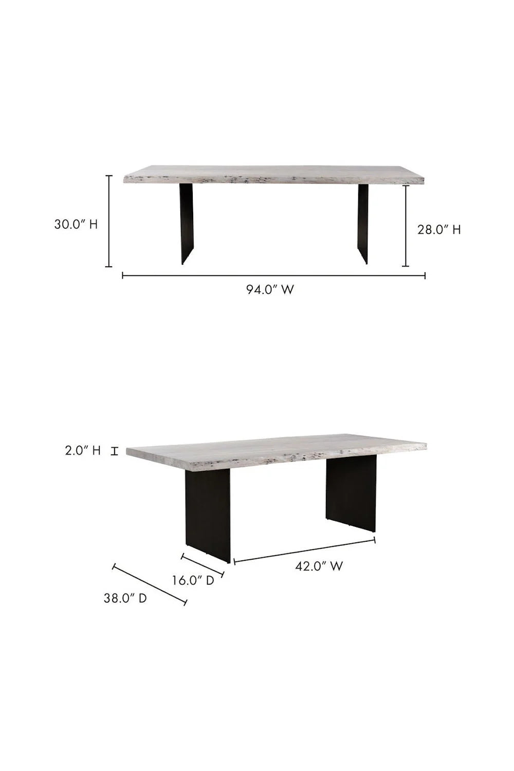 Luxury Rectangular Whitewashed Acacia Dining Table Modern Italian Style for Villa