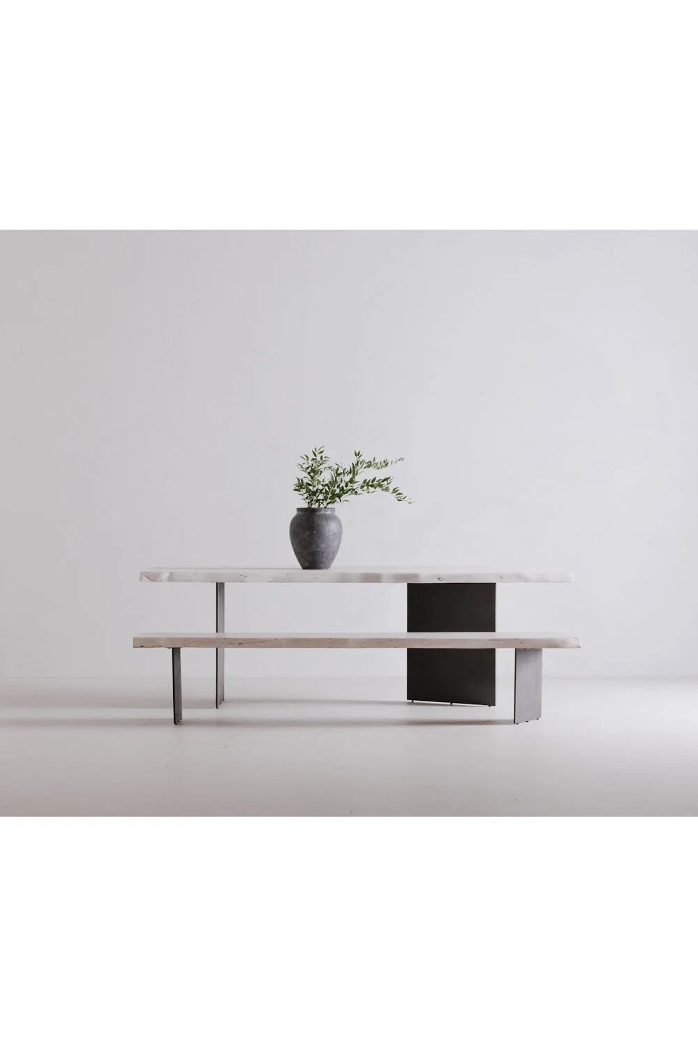 Luxury Rectangular Whitewashed Acacia Dining Table Modern Italian Style for Villa