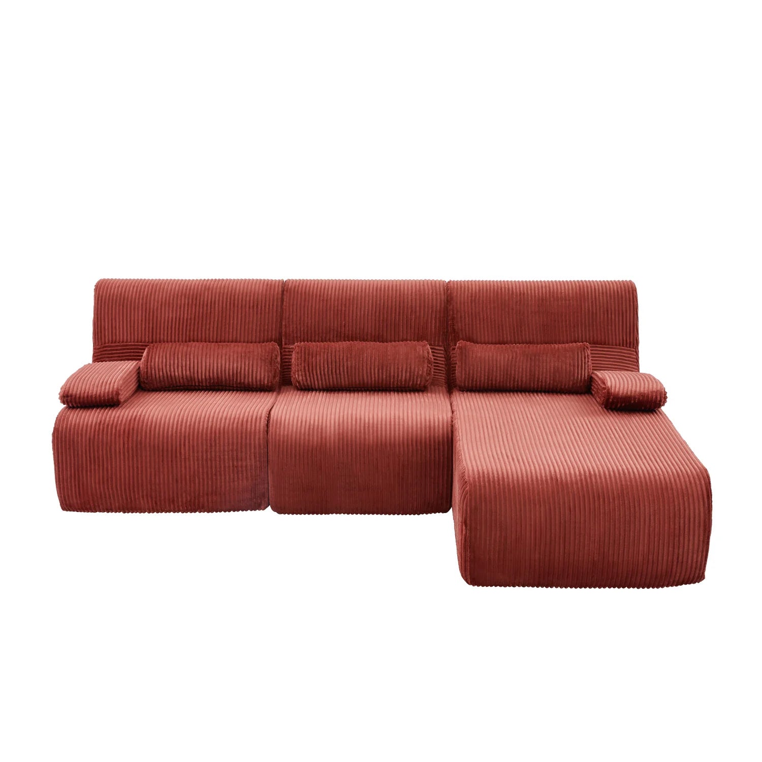 Luxury Red Corduroy Sectional Sofa Modern Italian Style for Villa