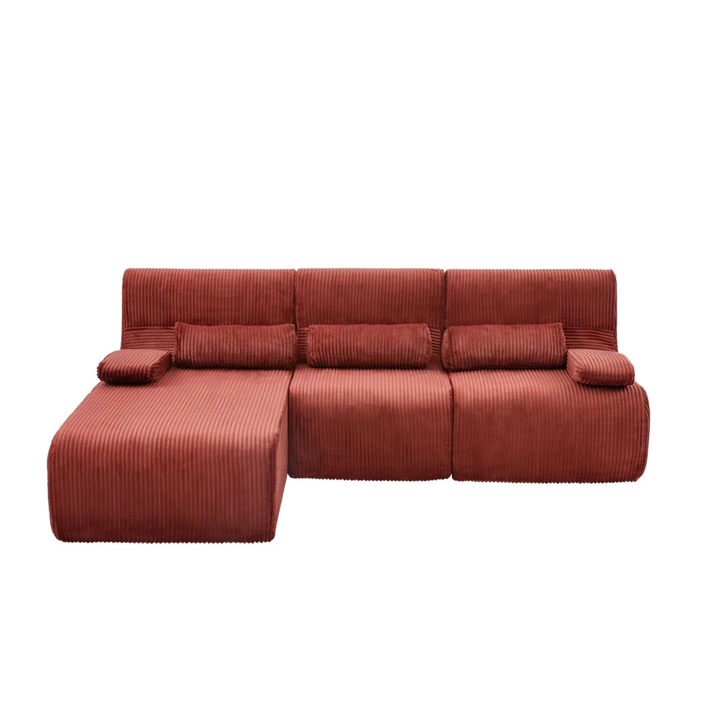Luxury Red Corduroy Sectional Sofa Modern Italian Style for Villa