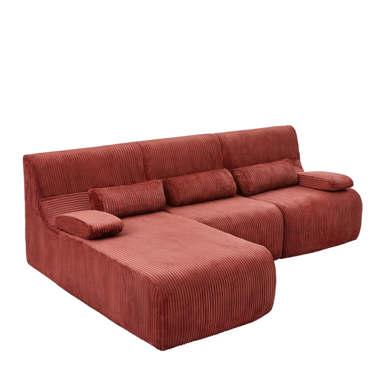 Luxury Red Corduroy Sectional Sofa Modern Italian Style for Villa