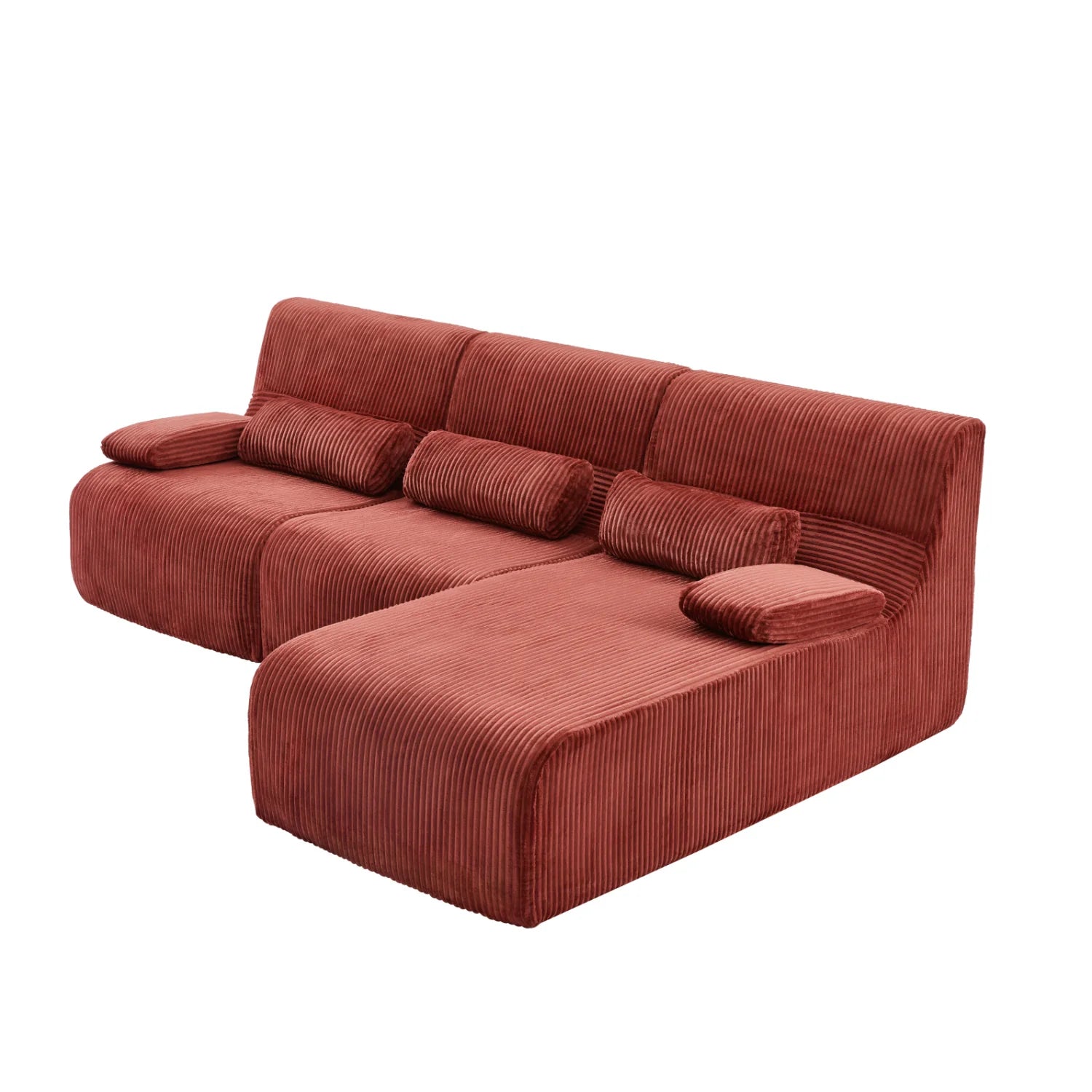 Luxury Red Corduroy Sectional Sofa Modern Italian Style for Villa