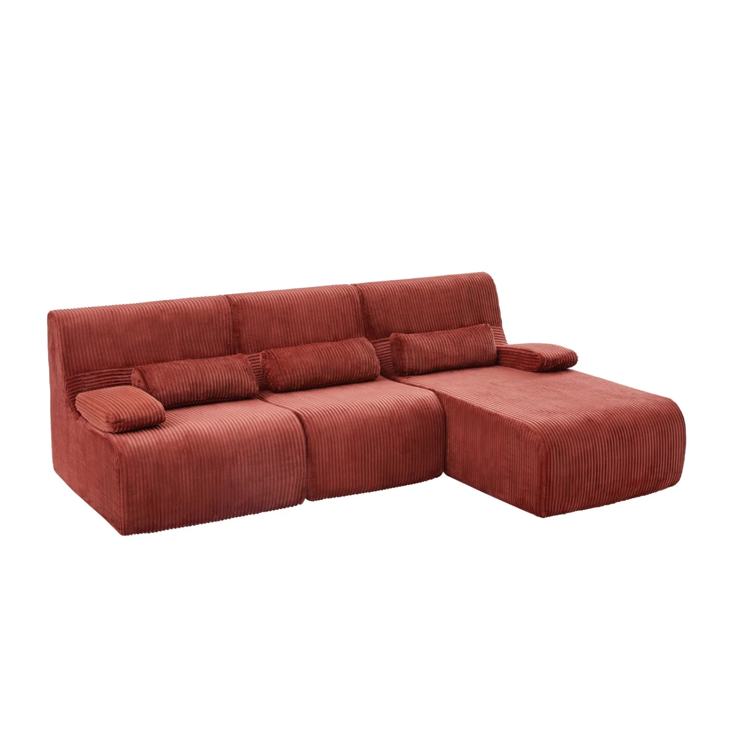 Luxury Red Corduroy Sectional Sofa Modern Italian Style for Villa