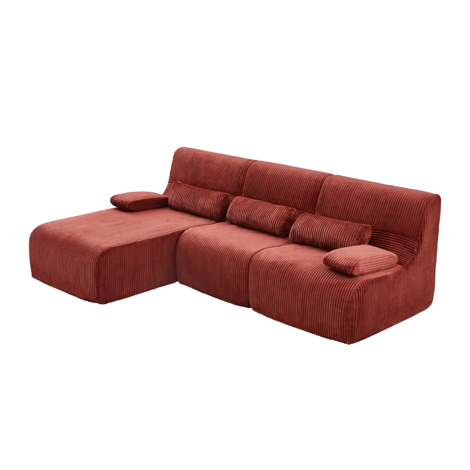 Luxury Red Corduroy Sectional Sofa Modern Italian Style for Villa